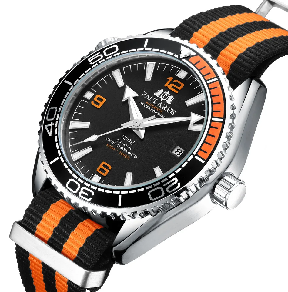 

16color fully paulareis automatic mechanical luminous classic canvas men's Watch
