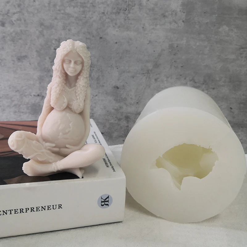 

J1123 DIY Handmade Candle Making Resin Epoxy Mould Greek Goddess Gaia Mother Earth Silicone Candle Mold, White