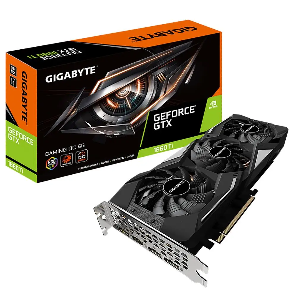 

GIGABYTE NVIDIA GeForce GTX 1660 Ti GAMING OC 6G WINDFORCE 3X Cooling System with Alternate Spinning Fans Graphics Card