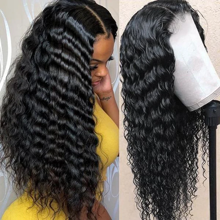 

Cheap Unprocessed Raw Cuticle Aligned Human Hair Deep Wave Weavons And Wigs For Black Women 30 Inch Deep Wave Hd Forntal Wig