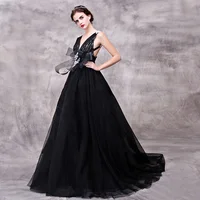 

2020 long women party black romantic sexy beach backless lace evening dresses