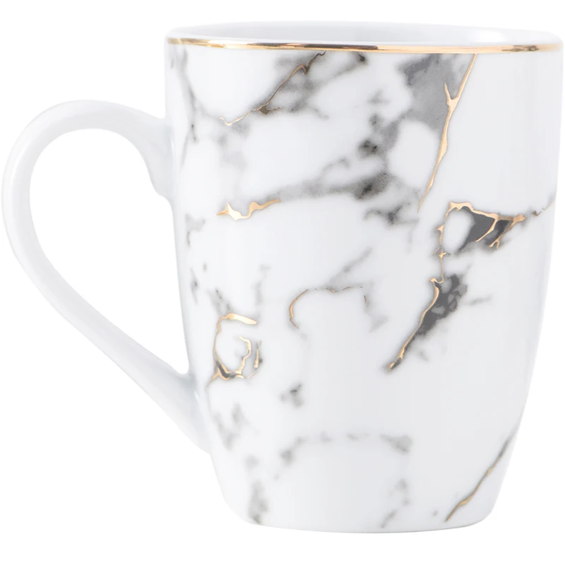 

Cheap custom personalized marble ceramic mug with gold rim