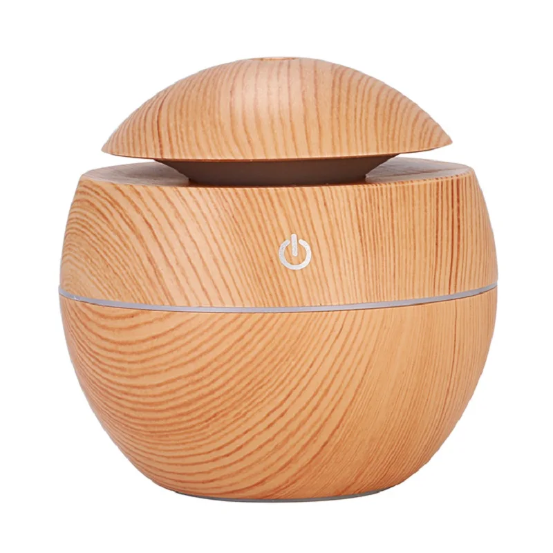 

2020 mushroom essential oil water humidifier waterless mist maker ultrasonic humidifier aroma diffuser usb humidifier, Dark/light wood grain