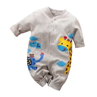 

Wholesale Baby Boy Animal Print White and Gery Baby Long-sleeve Jumpsuit