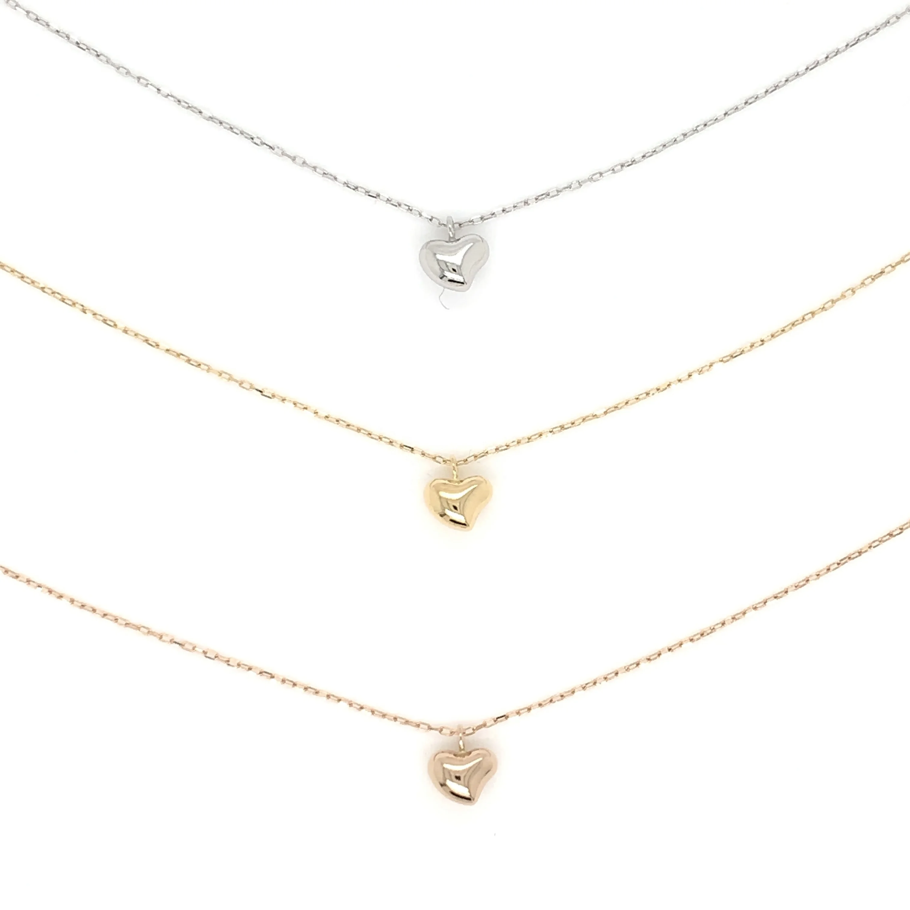 

JMW Japan Wholesale Fine gold Jewelry K18 White Yellow Rose gold Cute Curved Heart Necklace