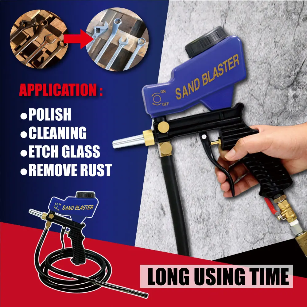 Sand Blasting Kit With Hose Shot Blasting Siphon And Gravity Feed Soda