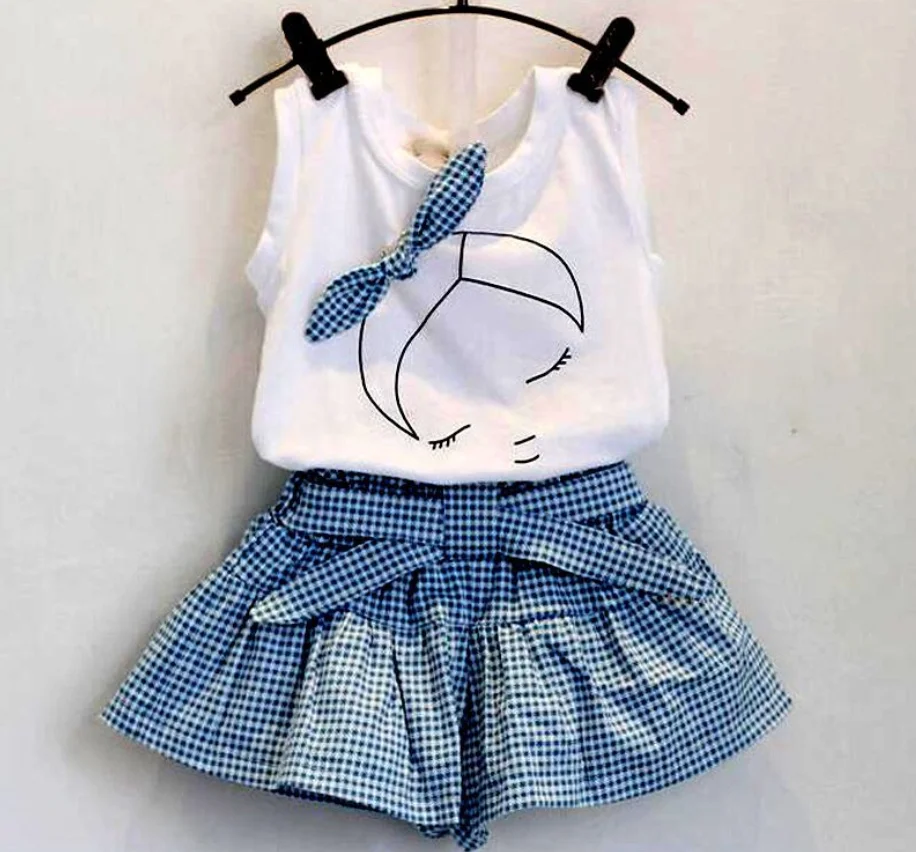 

Baby Girl Clothing Cotton Set Little Girls 2 Piece Outfits White Vest + Striped Skirt Girls Boutique Clothing Kids Everyday Wear