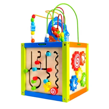 wooden activity cube