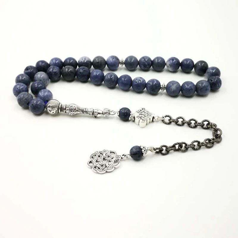 

Natural Blue Coral Tasbih Muslim Rosary 33 Ramadan Eid gift Islamic prayer beads Misbaha Man's Islamic Fashion Bracelets