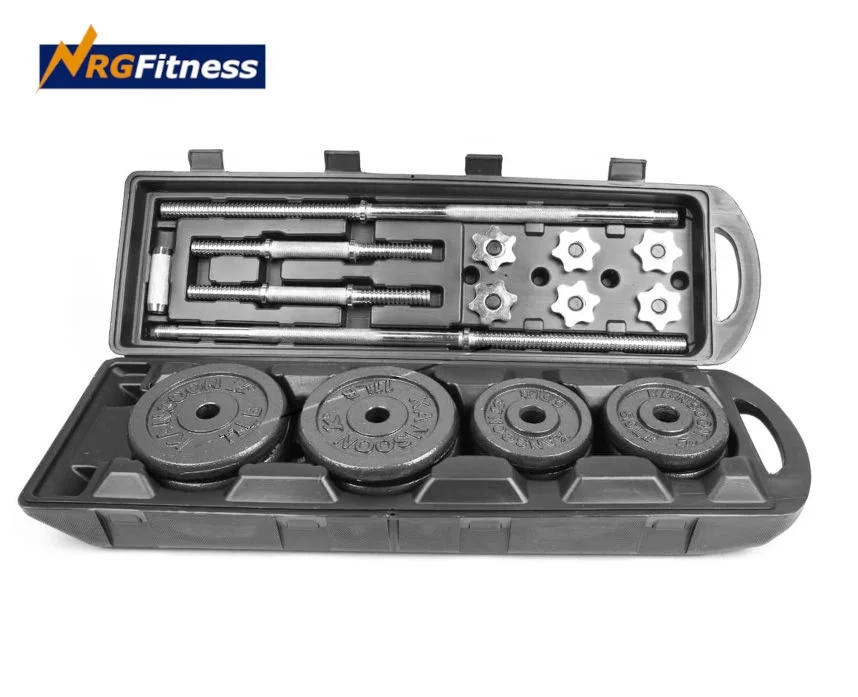 
Custom Adjustable 50 kg Cast Iron Barbell Set with Case Multi function Dumbbell Barbell Free Weights Home Workout Weightlifting 