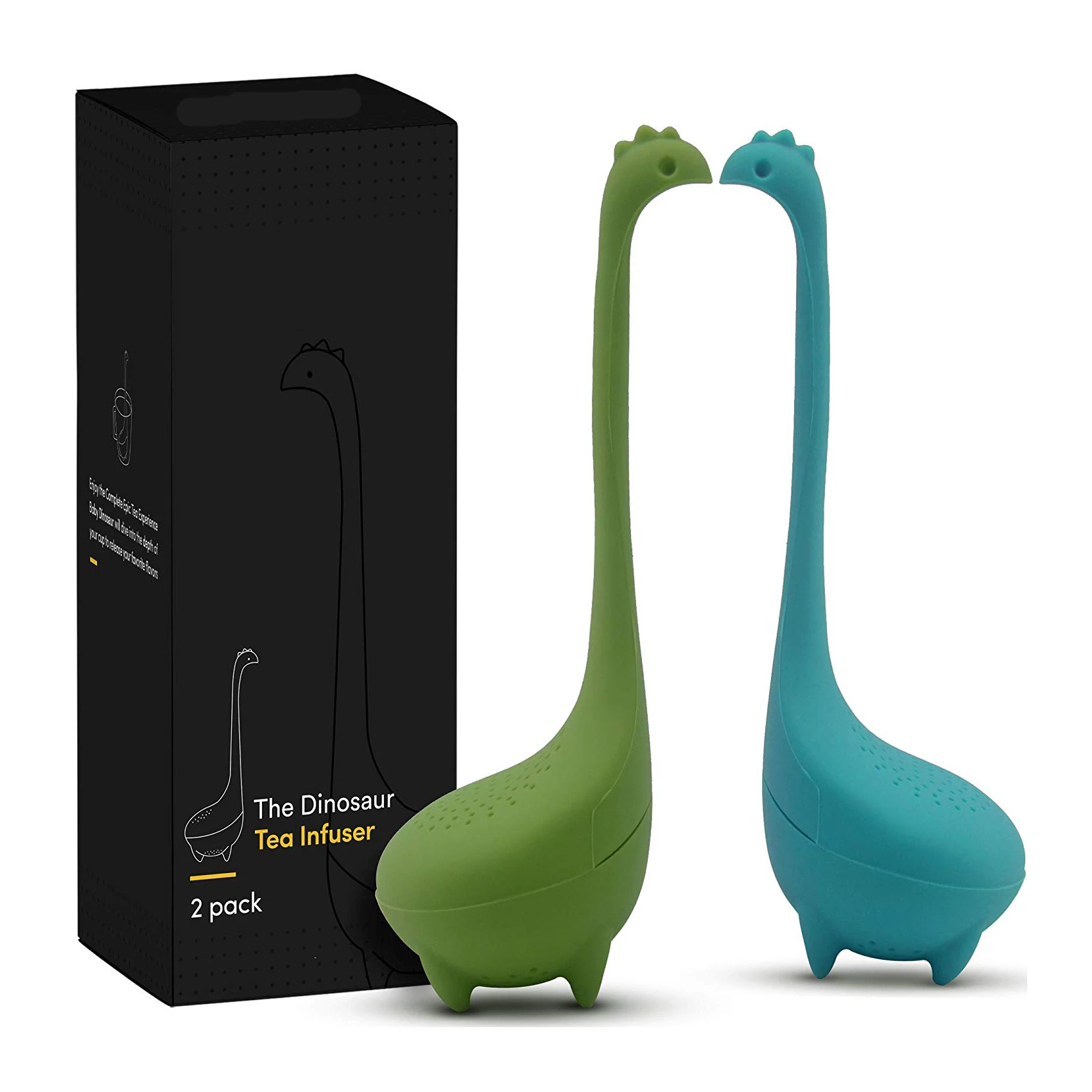 

In Stock Ready to ship BPA Free 2 Pcs in 1 Set Long Handle Tea Filter Silicone Tea Infuser Dinosaur Tea Strainers