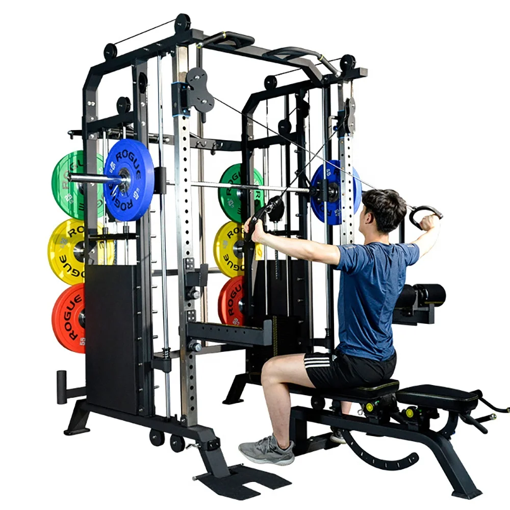 

Commercial Smith Machine Multifunctional Comprehensive Training Device Bench Press Squat Rack Bird Gantry Fitness Set, Black