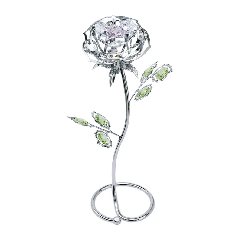 
Crystocraft Luxury Romantic Metal Flower with Crystals from Swarovski Valentines Day Anniversary Gift Forever Everlasting Rose 