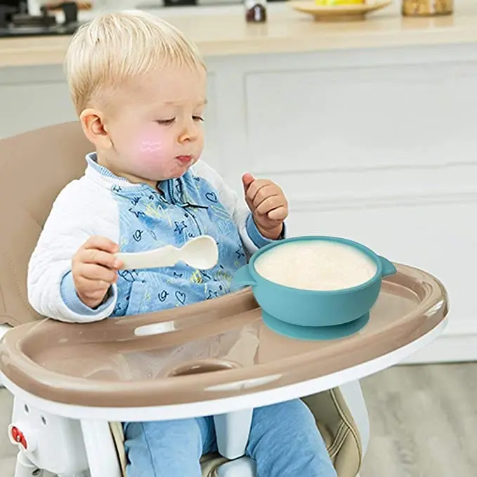 

BPA free Silicon Baby Bowl of Spoon wholesale Free sample 1 set Suction Silicone baby Productssuction baby tableware, Customized color