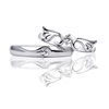 Fine Jewelry 14 Kt Hallmark Real Solid White Gold Cubic Zirconia Stone His & Her Wings Wedding Couple Bands 2 Pc Rings