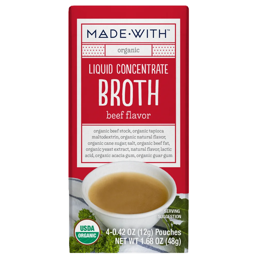 
Very Rich, Authentic Flavor BROTH CONCENTRT BEEF ORG 1.680 OZ Made By MADE WITH Brand Of USA 
