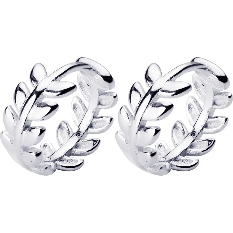 

E2076 New 2021 Jewelry 925 Sterling Silver Leaves Leaves Ear Buttons Female Earrings