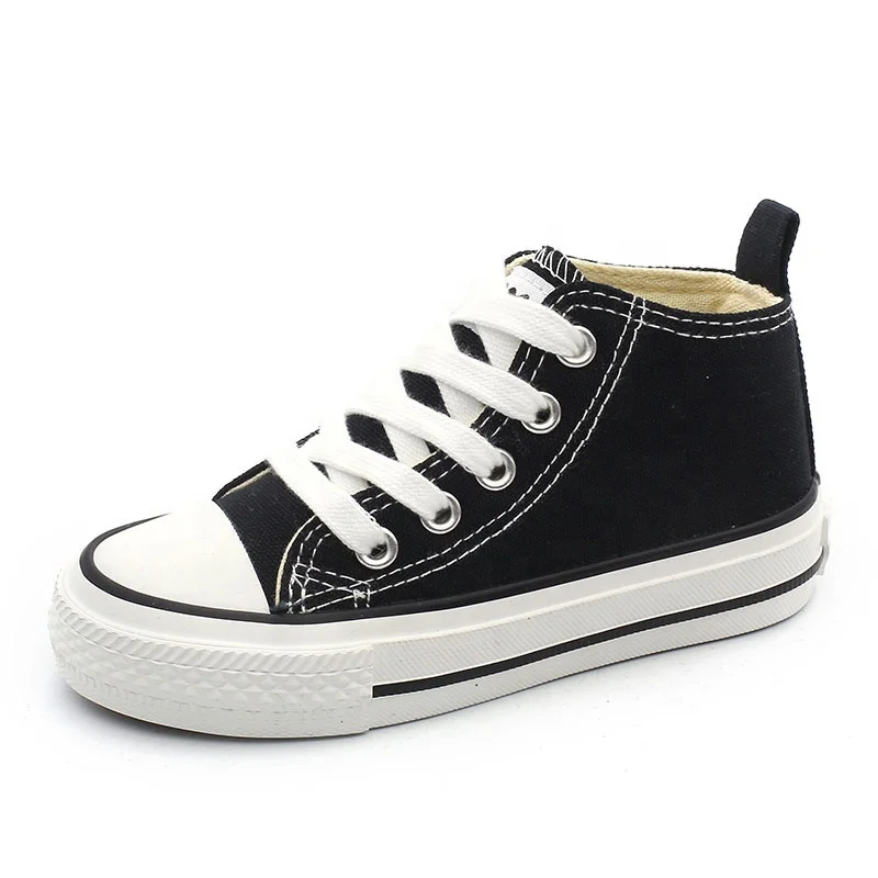 

New Wholesale Fashion Children Kids High-Top Skateboard Casual Canvas Sneakers Casual Shoes Unisex, Black,white,red,yellow