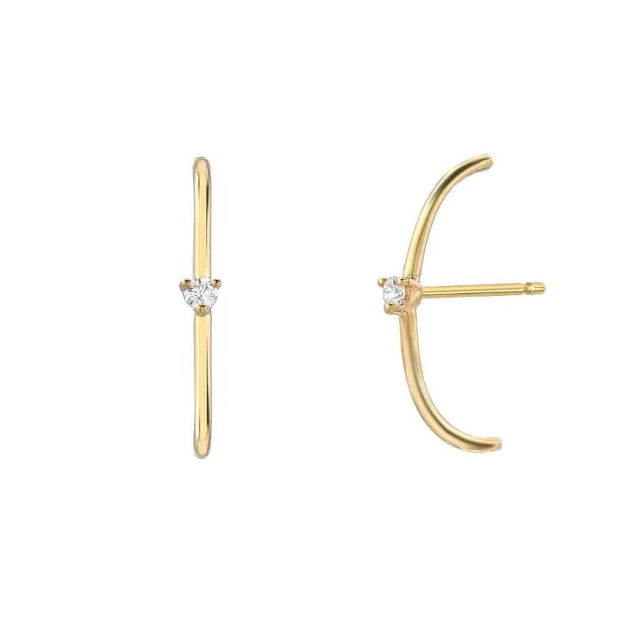 

Fashion Jewelry Solitaire Diamond Ear Cuff Hook Earring Sterling 925 Silver