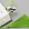 Round fan panda bookmark with tassel Chinese style exquisite brass enamel bookmark promotional gifts customized