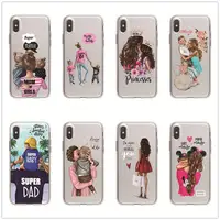 

Fashion Black Brown Hair Baby Mom Girl Queen Soft TPU Cover Case For Samsung Galaxy S6 S7 Edge S8 S9 Plus S10 Plus E Note 8 9