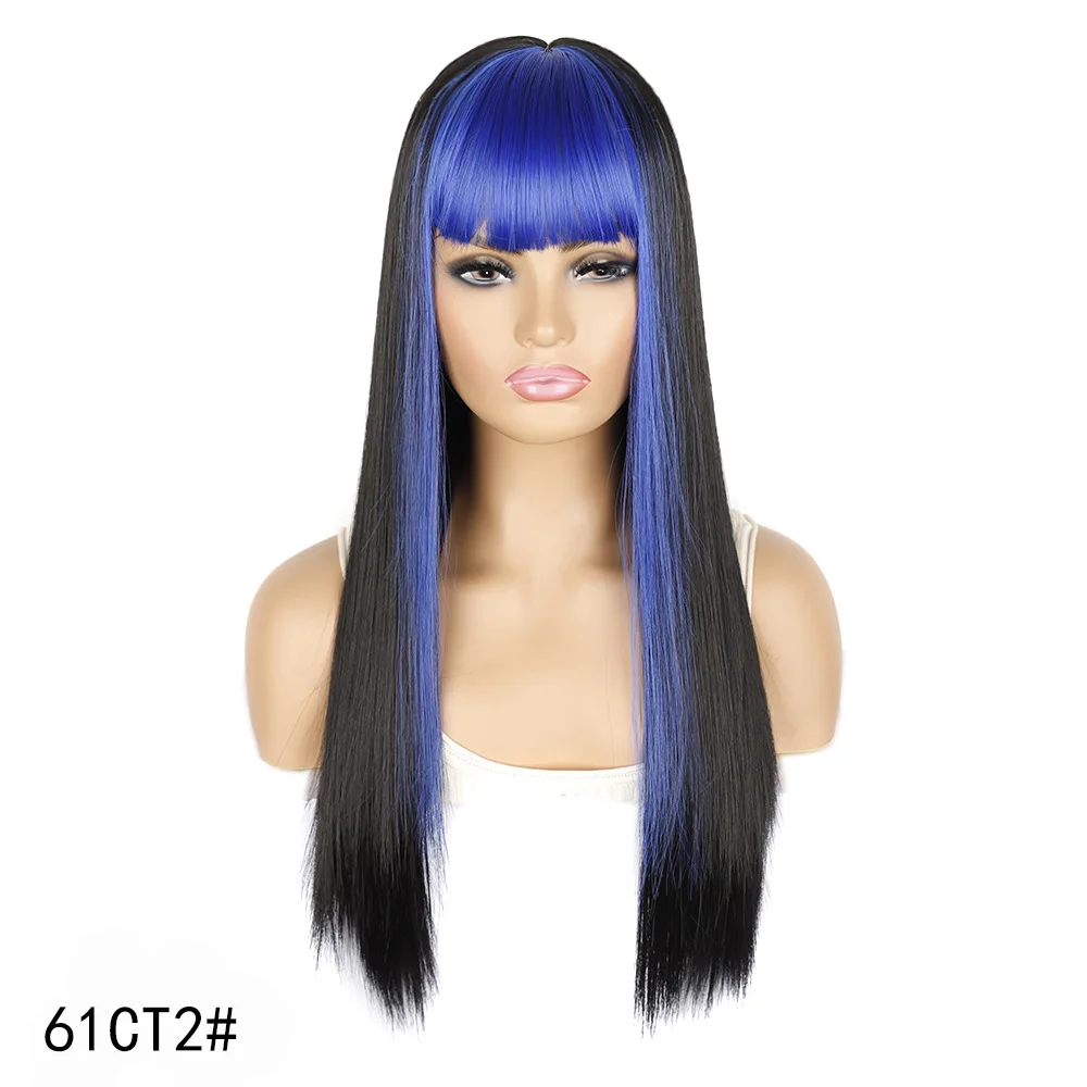 

SHI SHENG Wholesale Cosplay Halloween Long Straight Blue Black Two Tone Ombre Synthetic Wig With Bangs for Women, 61ct2#/04ct2#/73ct2#/30t2#/2312t2#/60t2#