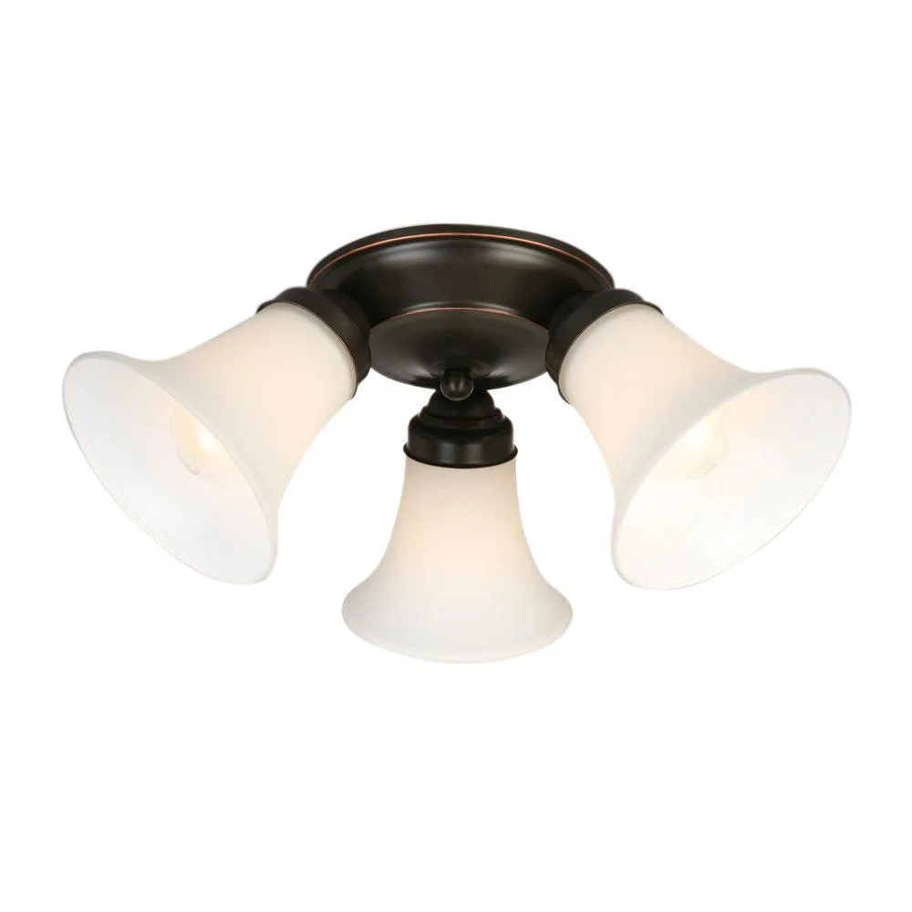 Classic American Style Farmhouse Ceiling Lamp Bell Frosted 3-Light Flush Mount Fixture For Kitchen Dining Room