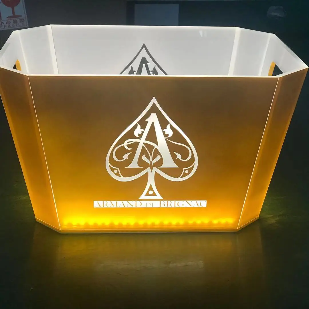 

Ace of Spade Gold Oil Injection Champagne Bottle Ice Bucket  Logo Rechargeable Ice Bucket for Night Club