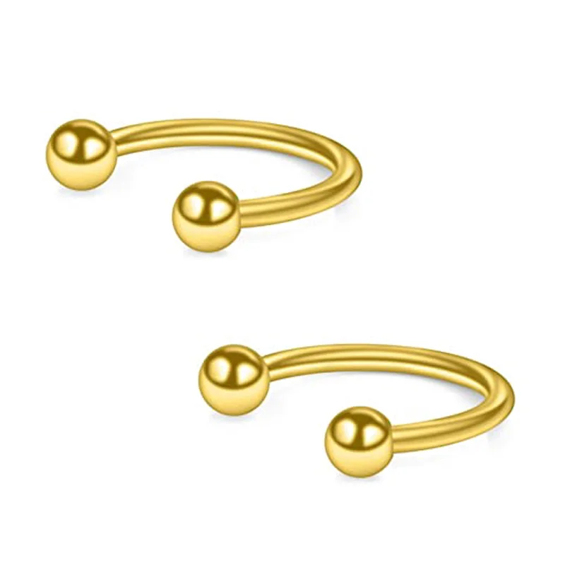 

2021 Summer Best Popular Stainless Steel Nose Ring Hoop Set with Round and Horse Shoe Shape, Gold plated