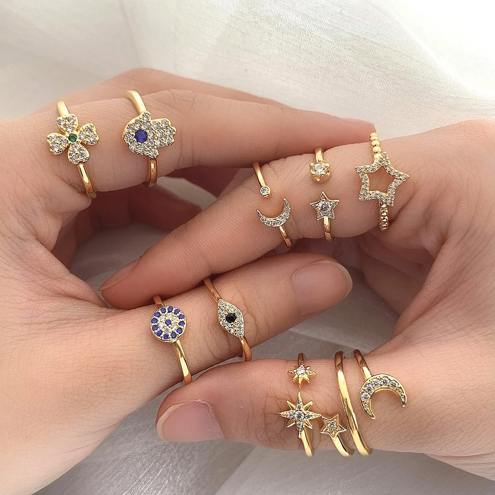 

FOXI minimalist jewelry gold plated anillos,anel, rings set