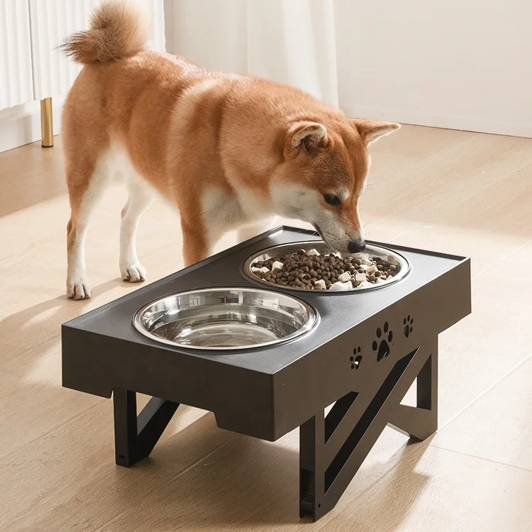 

New arrival High Quality Factory Elevated PP Stainless Steel Raised Adjustable Pet Dog Cat Food Bowl