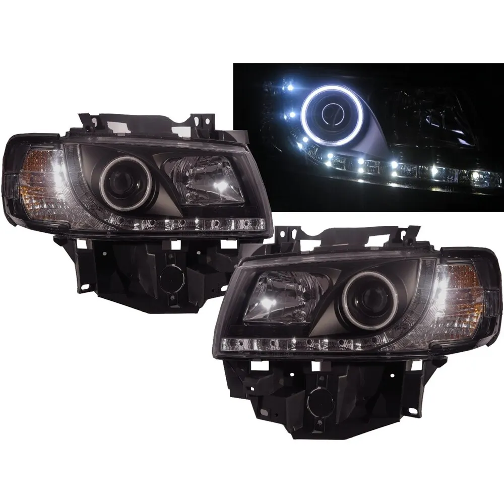 

TRANSPORTER T4 96-03 CCFL Pro LED DRL R8Look Headlight BK for VW Volkswagen LHD
