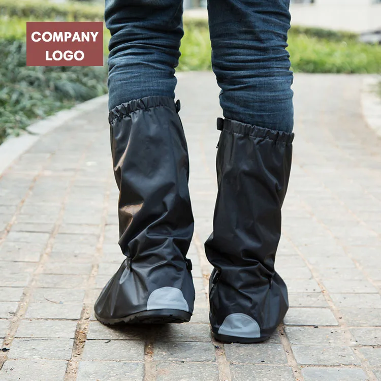 

Custom logo men rider safety rain boot cover waterproof, Black