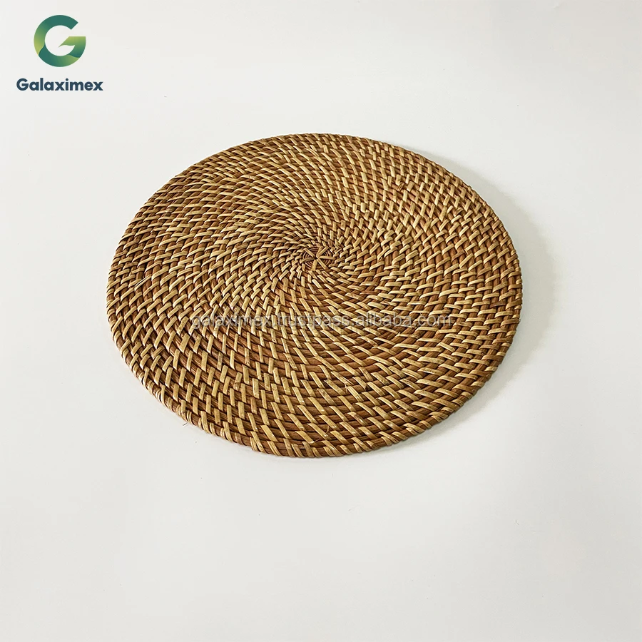 Black Color Round Woven Rattan Placemats Wicker Rattan Placemats ...