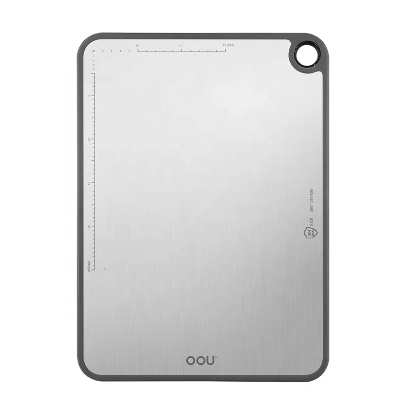

Wholesale Ready To Ship OOU Multifunctional Stainless Steel Food Grade Plastic Cutting Board