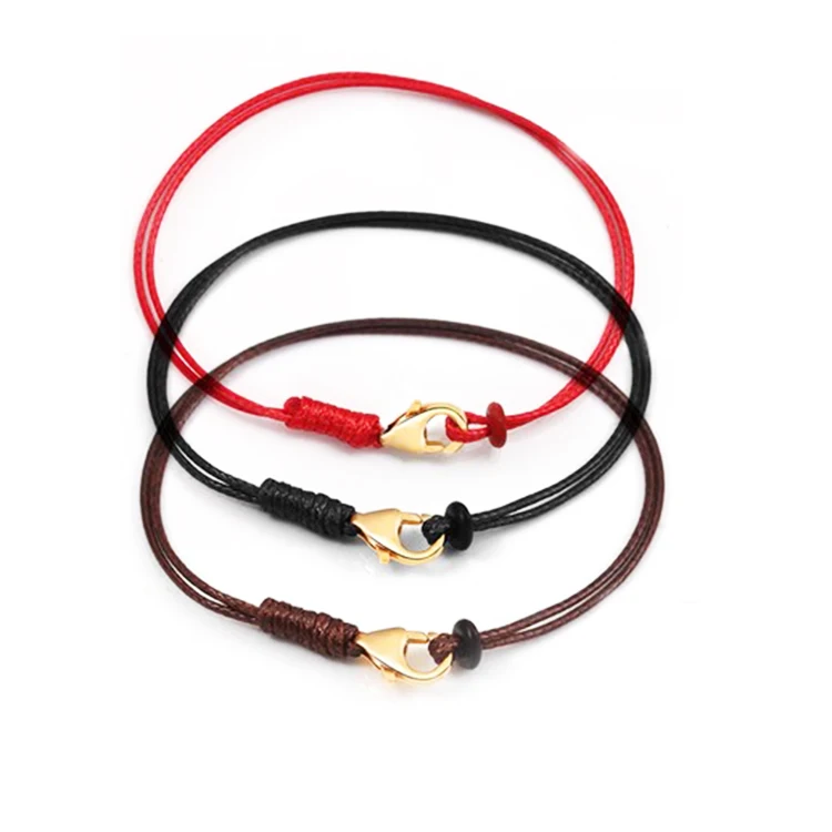 

Wholesale Wax Cord Bracelet Stainless Steel Gold Lobster Clasp Wax Rope String Bracelet For DIY Charm Beads Bracelet, Black, red, brown