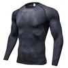 Men's Long Sleeve Compression Gym Shirts Athletic Black Gym Tops Base Layer