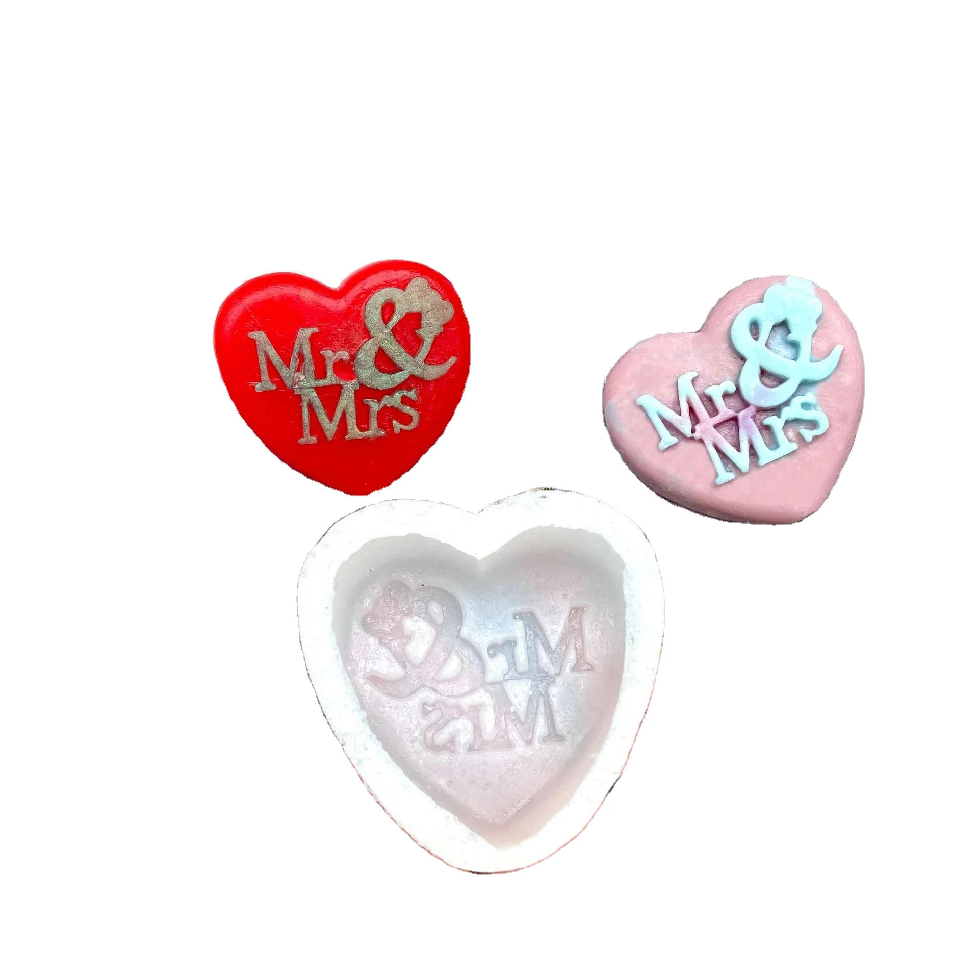 

1205 Valentine's Day Love Candle Silicone Mold DIY Heart Shaped Chocolate Fondant Baking Cake Handmade Soap Mold, White