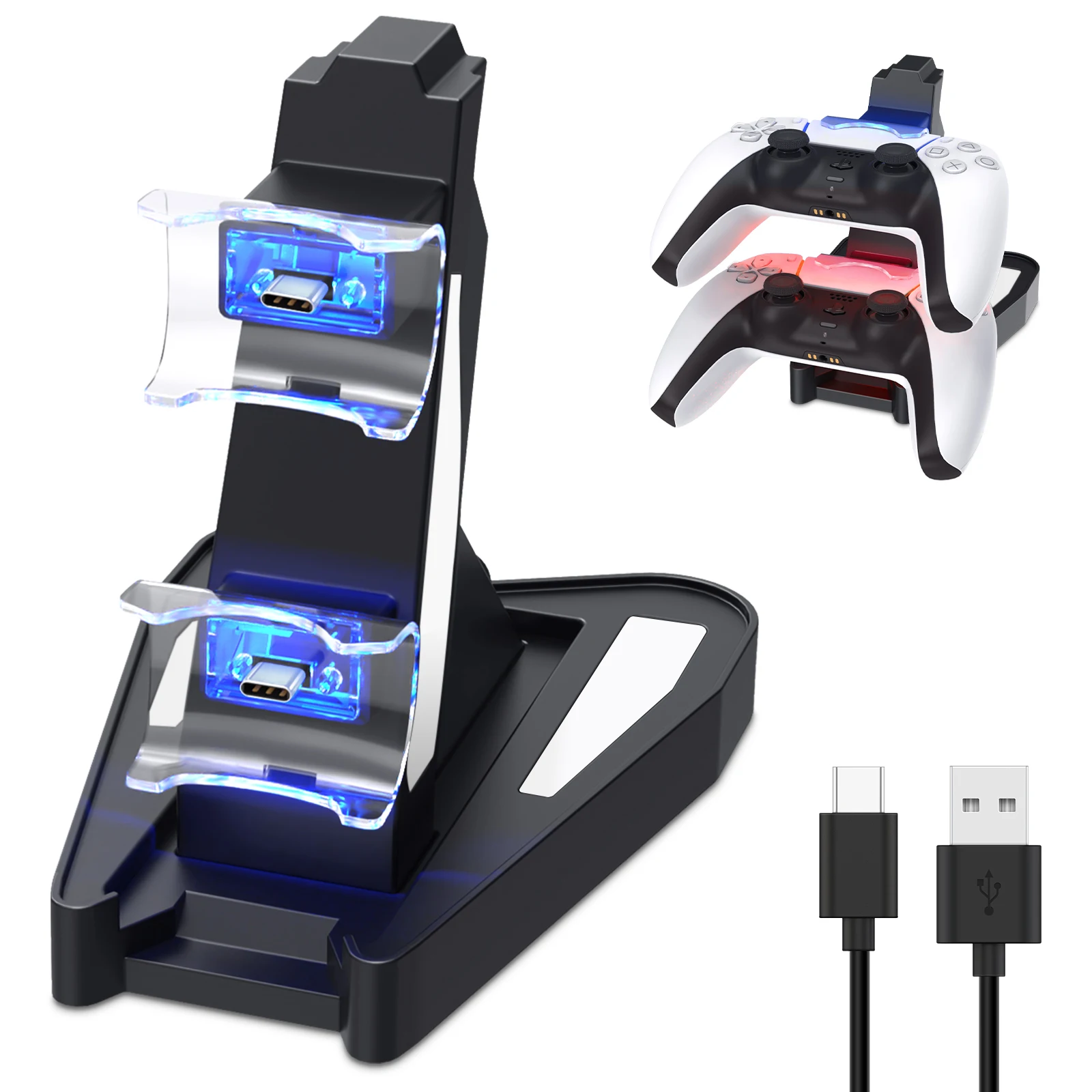 

Wholesale charging dock for ps5 ce certificate with type c cable, Black/white