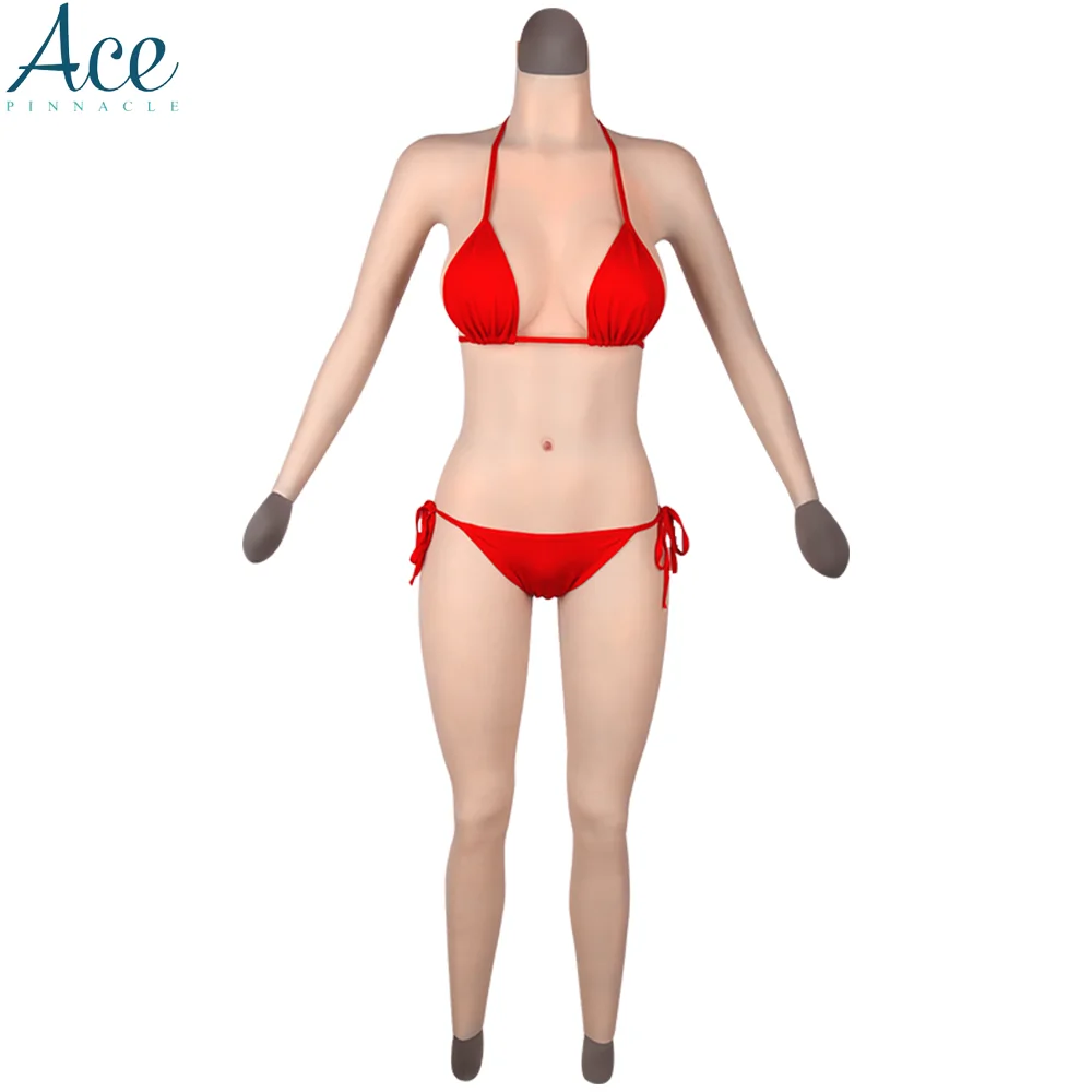 

E Cup Silicone Full Bodysuit Arms Legs Zentai Round Neck Buttocks Pad Wearable Silicone Breast Form Boobs for crossdressing