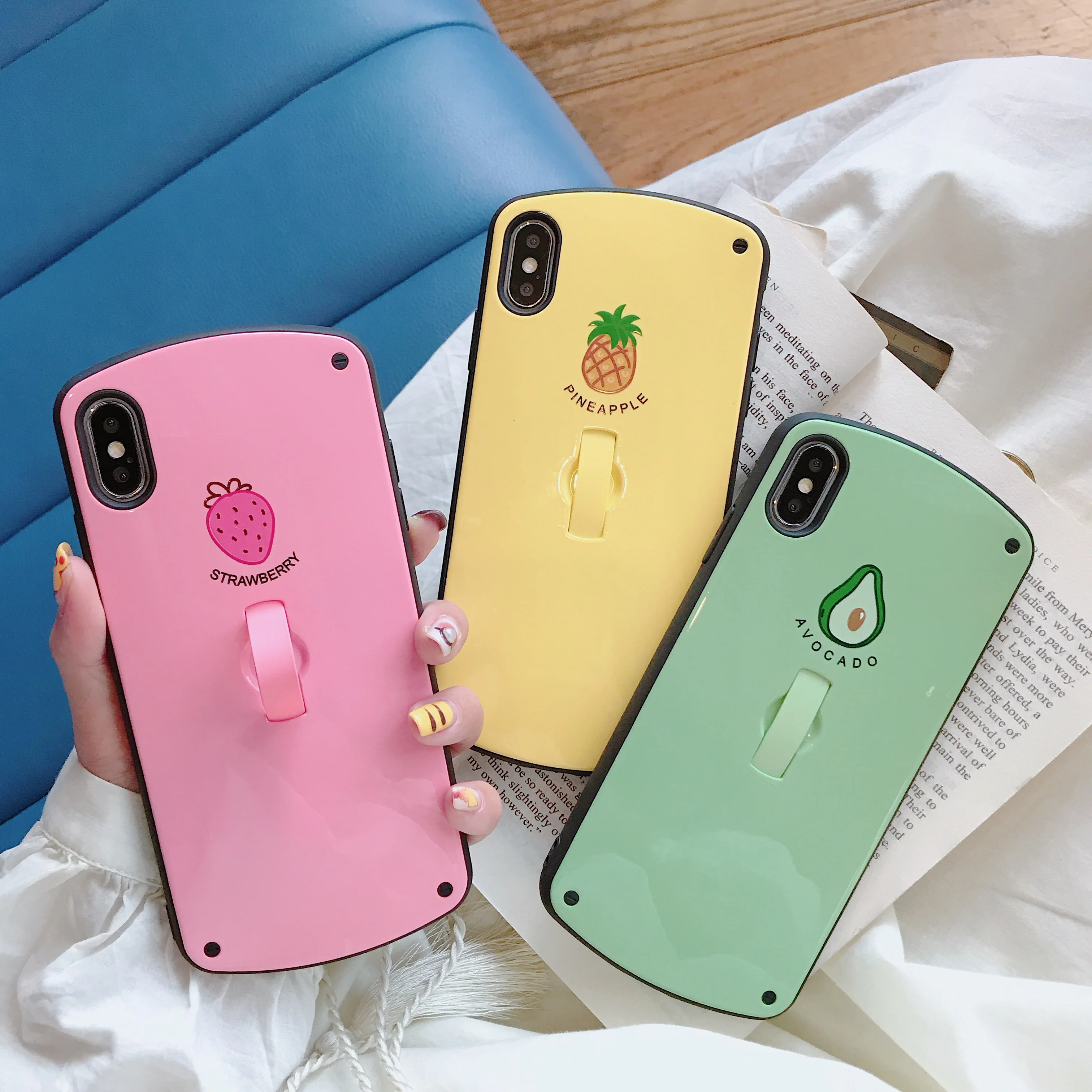 

Fashion Colorful Fruit with Hidden Stand Case for iPhone 11 Pro Max 11Pro 11 7 8 X XR Xs Max