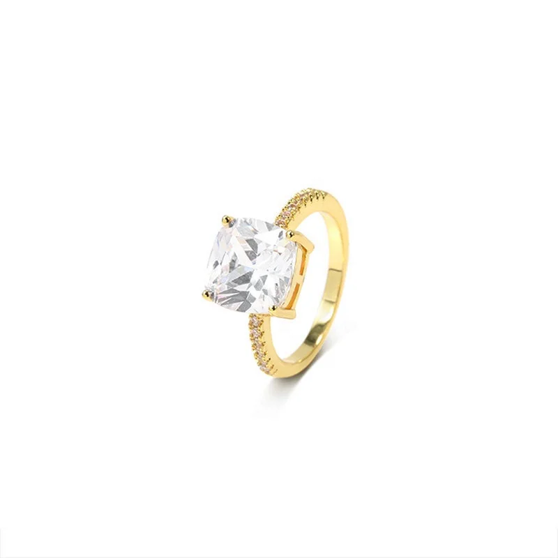 

Foxi 18k gold plated jewelry ring for women gold rings bagette diamond