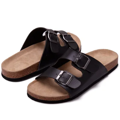 

New Arrival Footwears Men's Double Buckles Slippers Summer Outdoor Cork Sandals Plus Size 46