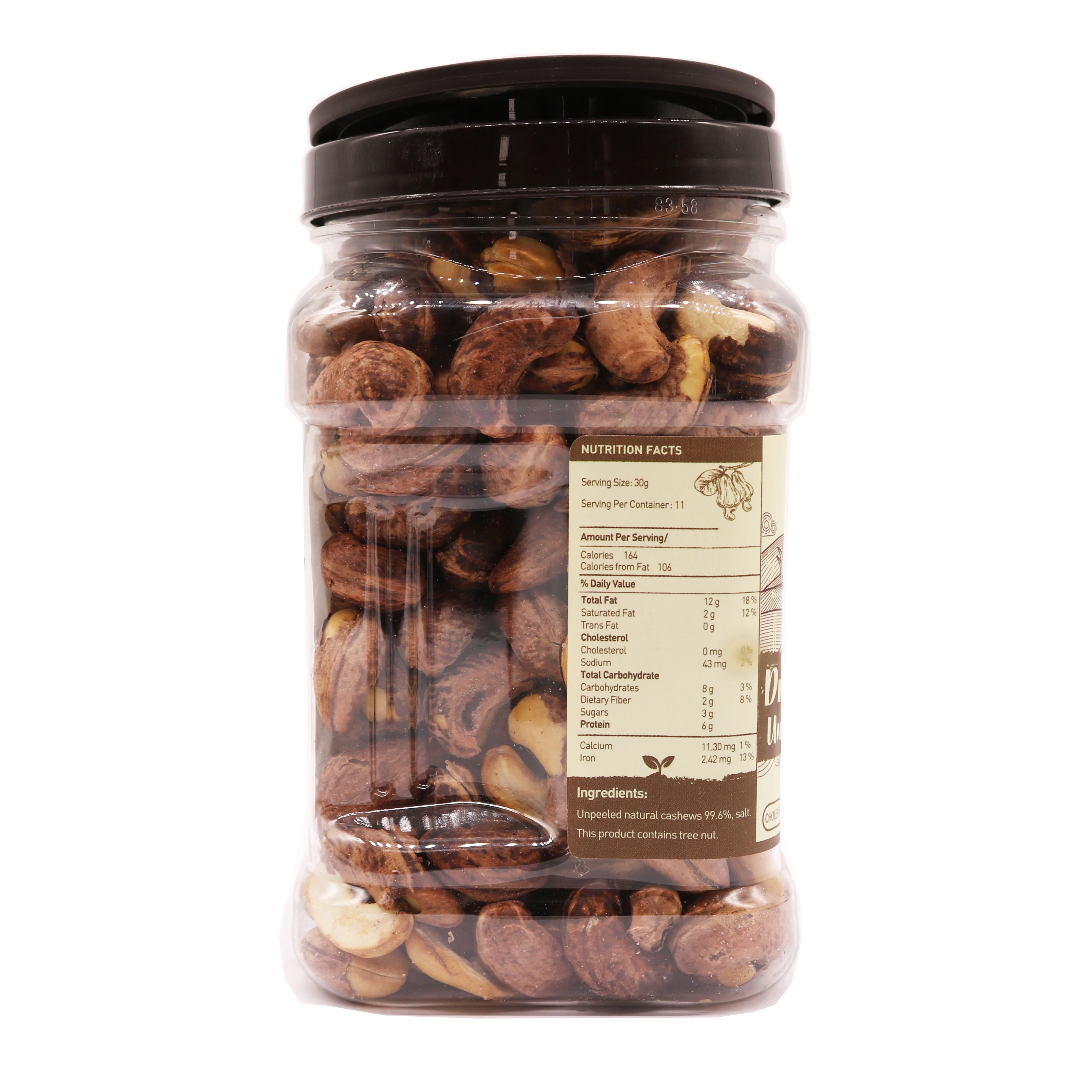 Dried Unpeel Cashew Nuts 400g Plastic Jar Origin Vietnam Natural Cashew