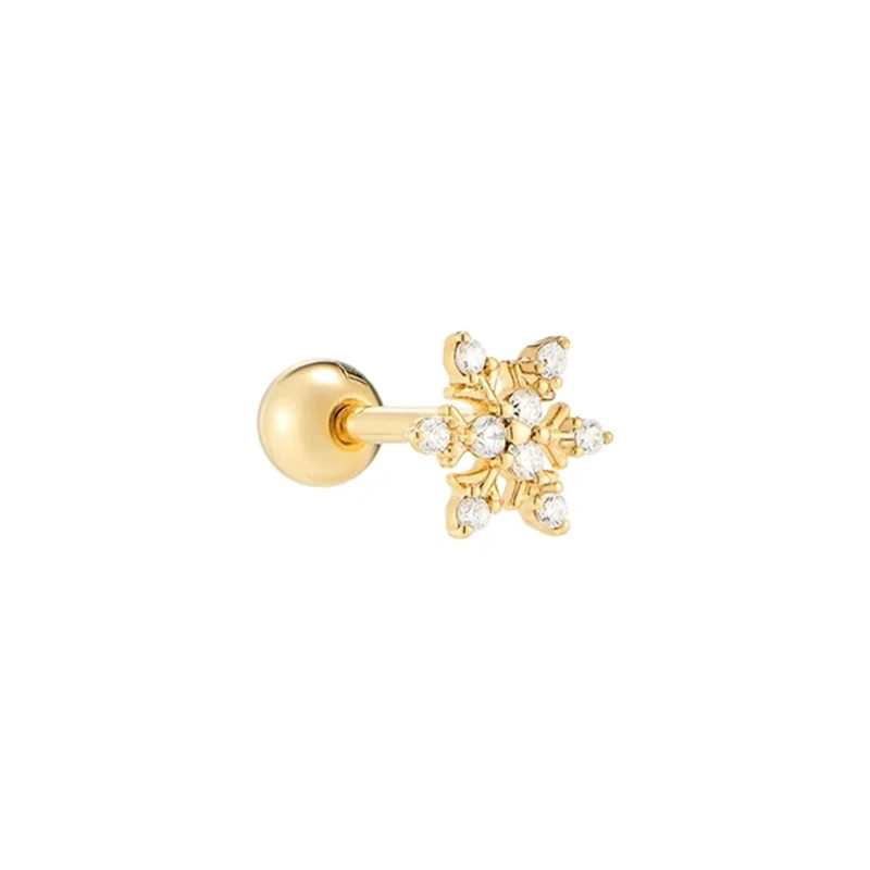 

ROXI s925 sterling silver snowflake diamond pierced cartilage stud earrings 18k gold plated