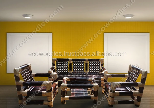 Eco Friendly Solid Bamboo Trendy Modern Garden Indoor Outdoor 5 Seat Sofa Set With Center Table Made From Bamboo Logs Buy Stainless Steel Chairs House Table With Mirror And Wooden Plastic Folding