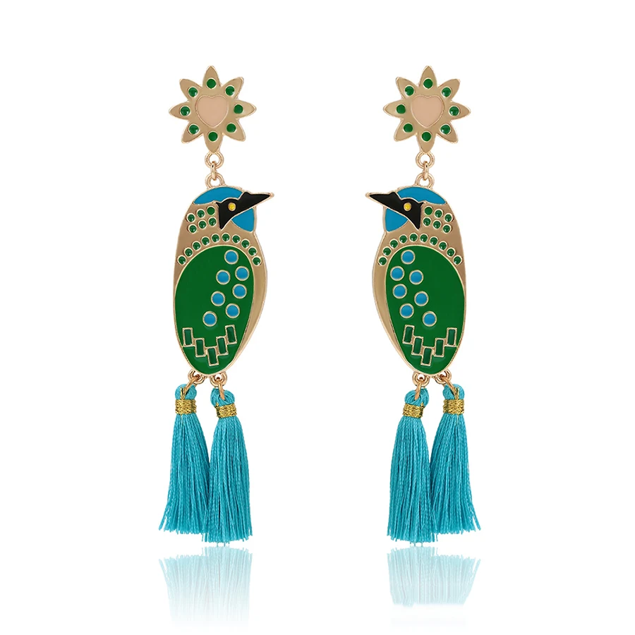 

99601xuping jewelry new arrival cute earrings novel colorful parrot drop earrings