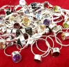 Natural Faceted Mix Stone Wholesale Lot 50 Pcs 925 Silver Pretty Ring
