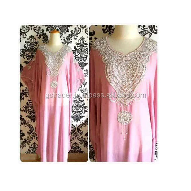 Designer baby pink kaftan for marriage parties / abaya Islamic clothing wholesale arabic dress fashion abaya 2017