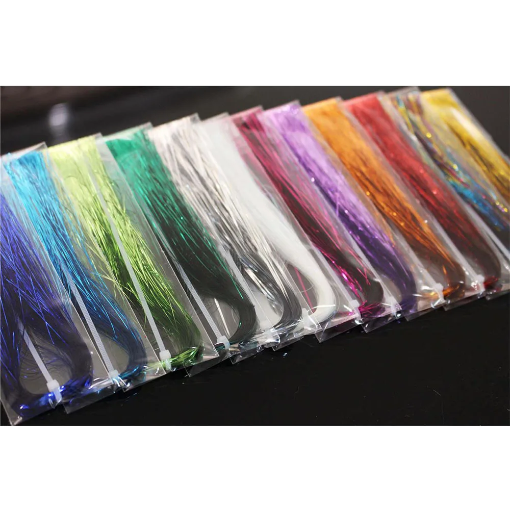 

Fly tying Flashabou Tinsel assorted Flat Glittering Crystal Flash Tinsel Fly Fishing herl baits tying material(B13), Many